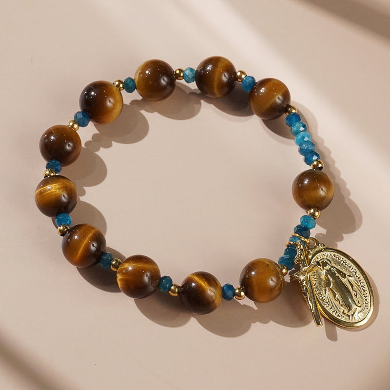 Tiger Eye and Madagascar Apatite Rosary Bracelet 10mm - Gaea | Crystal Jewelry & Gemstones (Manila, Philippines)