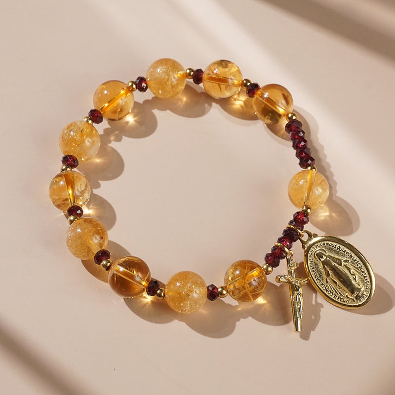 Citrine and Rhodolite Garnet Rosary Bracelet 10mm - Gaea | Crystal Jewelry & Gemstones (Manila, Philippines)
