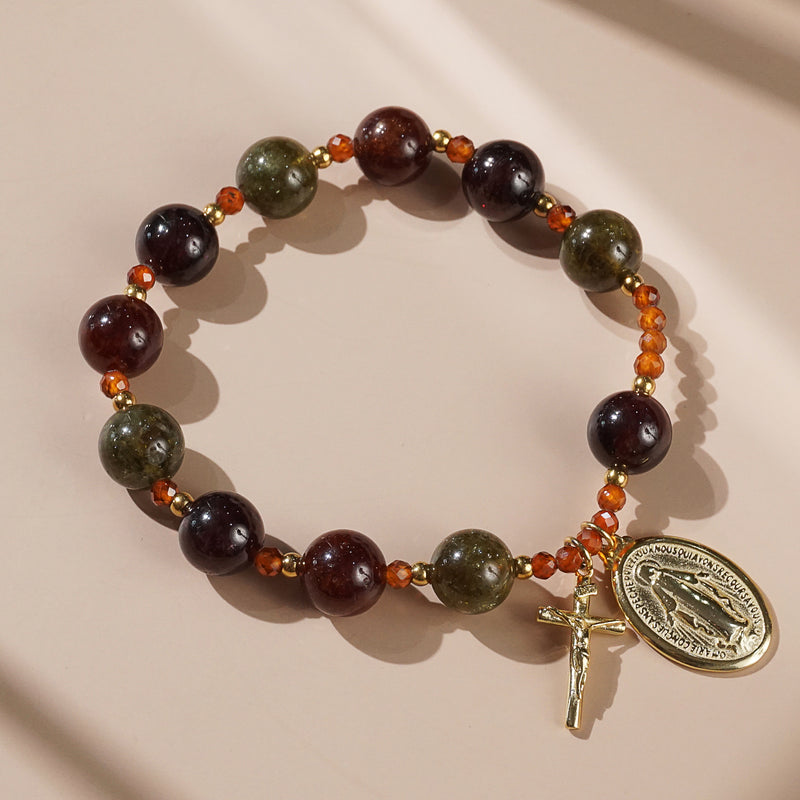 Tricolor Garnet Rosary Bracelet 10mm - Gaea | Crystal Jewelry & Gemstones (Manila, Philippines)