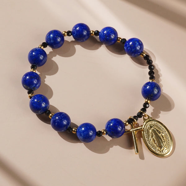 Lapis Lazuli and Black Tourmaline Rosary Bracelet 10mm - Gaea | Crystal Jewelry & Gemstones (Manila, Philippines)
