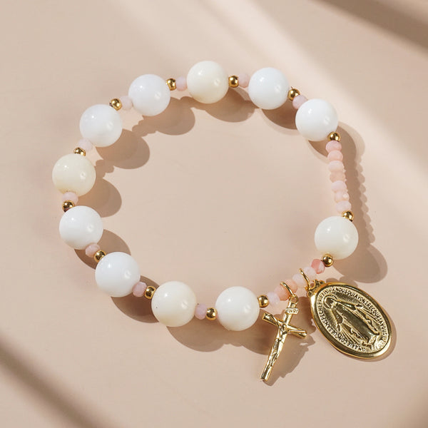 White and Pink Opal Rosary Bracelet 10mm - Gaea | Crystal Jewelry & Gemstones (Manila, Philippines)