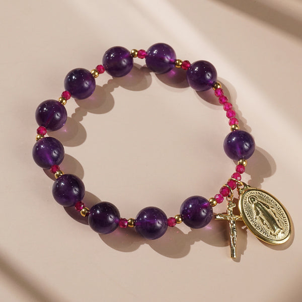 Amethyst and Gem-Grade Ruby Rosary Bracelet 10mm - Gaea | Crystal Jewelry & Gemstones (Manila, Philippines)