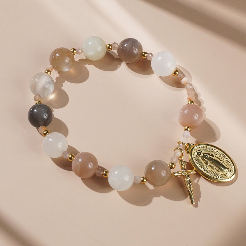 Tricolor Moonstone Rosary Bracelet 10mm - Gaea | Crystal Jewelry & Gemstones (Manila, Philippines)