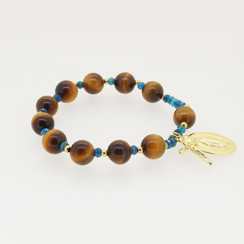 Tiger Eye and Madagascar Apatite Rosary Bracelet 10mm - Gaea | Crystal Jewelry & Gemstones (Manila, Philippines)