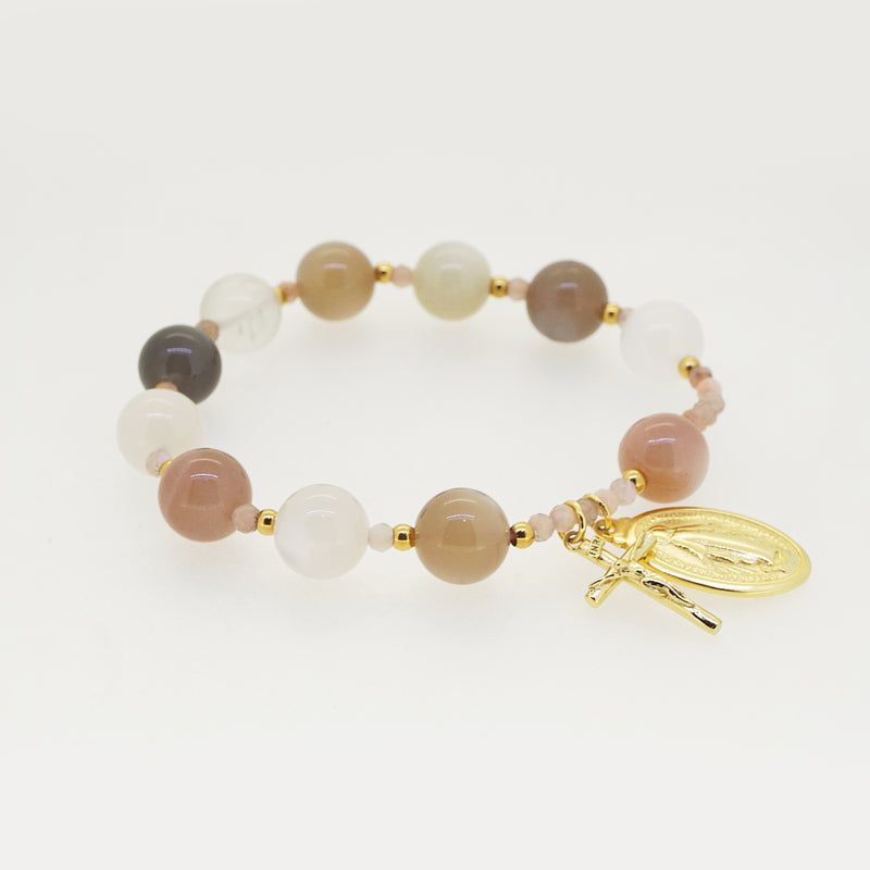 Tricolor Moonstone Rosary Bracelet 10mm - Gaea | Crystal Jewelry & Gemstones (Manila, Philippines)