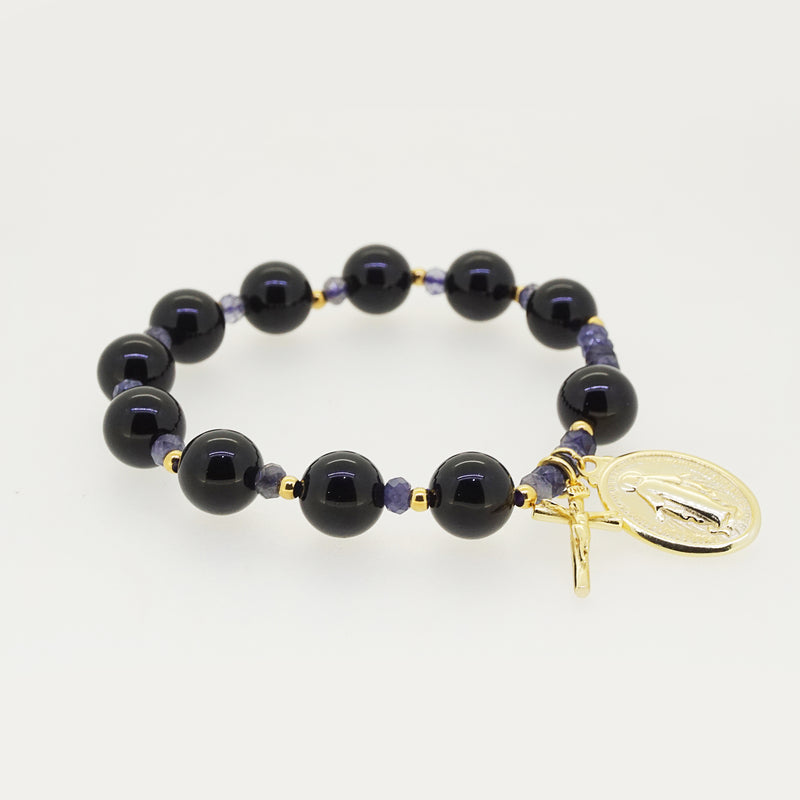 Black Onyx and Iolite Rosary Bracelet 10mm - Gaea | Crystal Jewelry & Gemstones (Manila, Philippines)