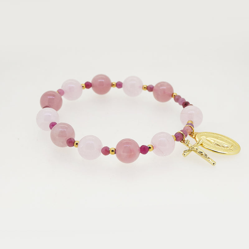 Madagascar Rose Quartz, Morganite, and Ruby Rosary Bracelet 10mm - Gaea | Crystal Jewelry & Gemstones (Manila, Philippines)