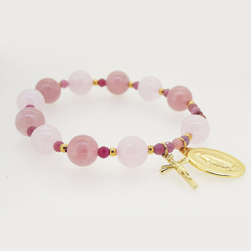 Madagascar Rose Quartz, Morganite, and Ruby Rosary Bracelet 10mm - Gaea | Crystal Jewelry & Gemstones (Manila, Philippines)