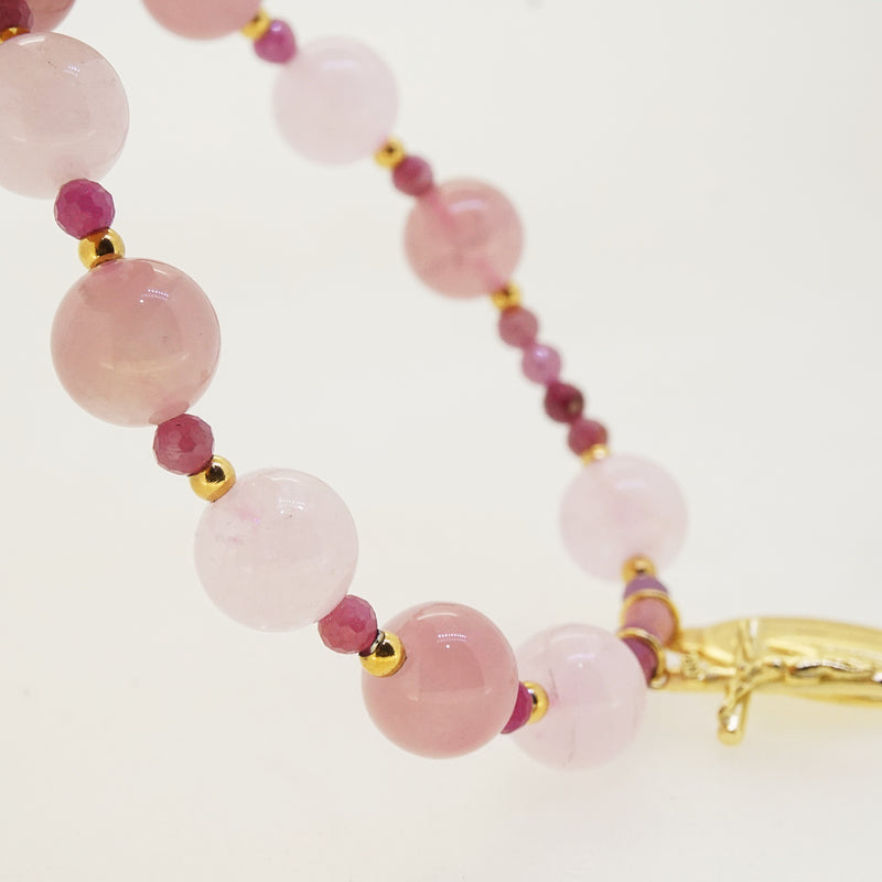 Madagascar Rose Quartz, Morganite, and Ruby Rosary Bracelet 10mm - Gaea | Crystal Jewelry & Gemstones (Manila, Philippines)