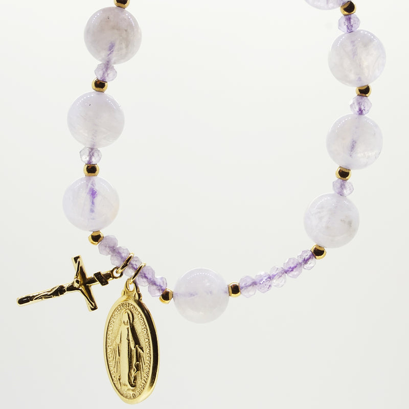 Rainbow Moonstone and Lavender Amethyst Rosary Bracelet 10mm - Gaea | Crystal Jewelry & Gemstones (Manila, Philippines)