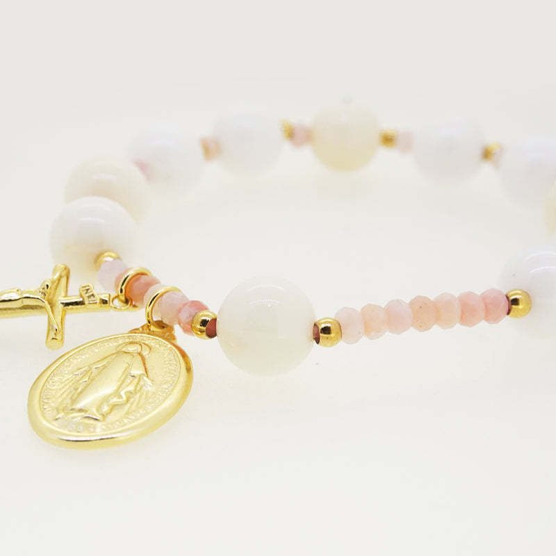 White and Pink Opal Rosary Bracelet 10mm - Gaea | Crystal Jewelry & Gemstones (Manila, Philippines)