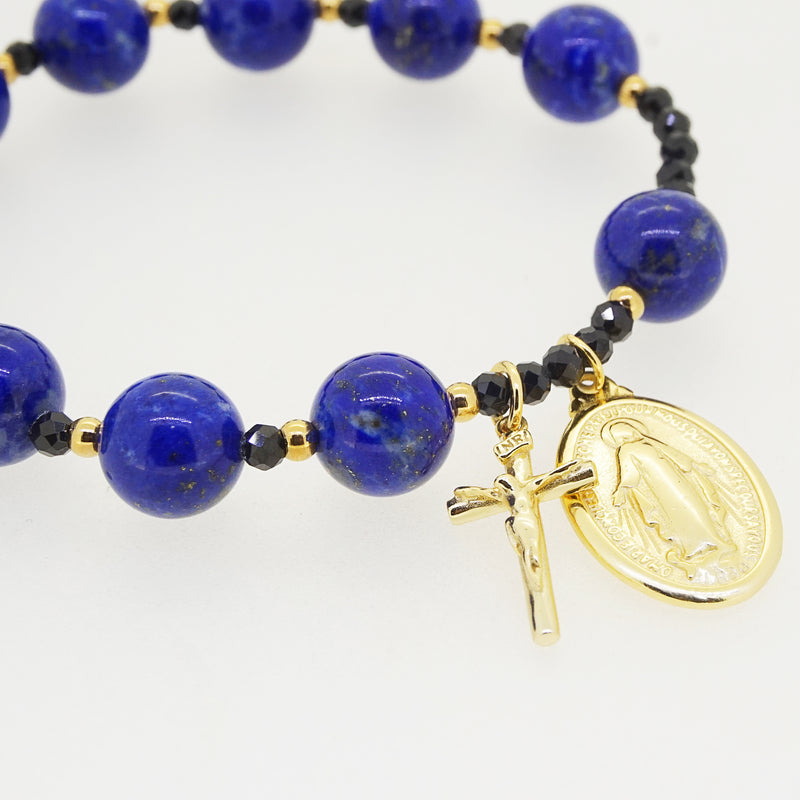 Lapis Lazuli and Black Tourmaline Rosary Bracelet 10mm - Gaea | Crystal Jewelry & Gemstones (Manila, Philippines)