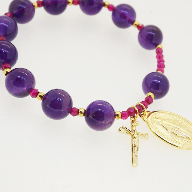 Amethyst and Gem-Grade Ruby Rosary Bracelet 10mm - Gaea | Crystal Jewelry & Gemstones (Manila, Philippines)