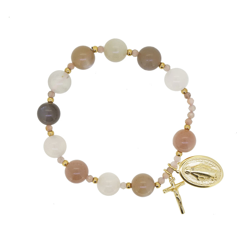 Tricolor Moonstone Rosary Bracelet 10mm - Gaea | Crystal Jewelry & Gemstones (Manila, Philippines)