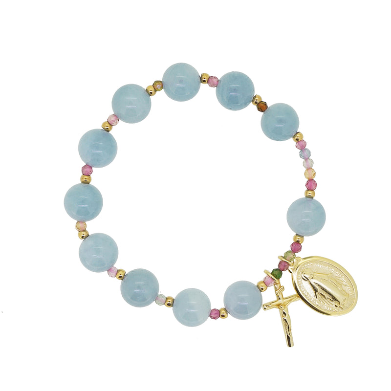 Aquamarine and AA-Grade Multicolored Tourmaline Rosary Bracelet 10mm - Gaea | Crystal Jewelry & Gemstones (Manila, Philippines)