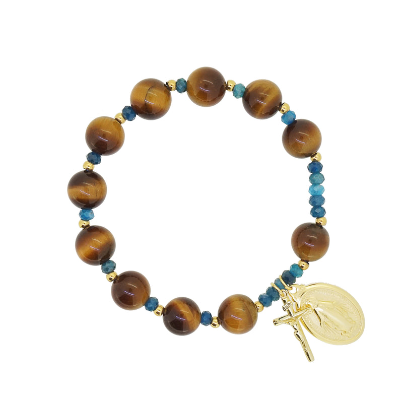 Tiger Eye and Madagascar Apatite Rosary Bracelet 10mm - Gaea | Crystal Jewelry & Gemstones (Manila, Philippines)