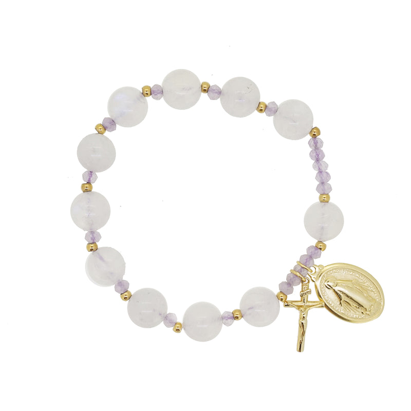 Rainbow Moonstone and Lavender Amethyst Rosary Bracelet 10mm - Gaea | Crystal Jewelry & Gemstones (Manila, Philippines)