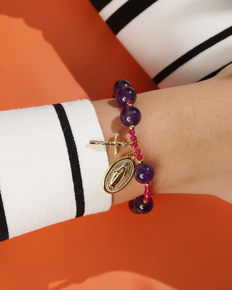 Amethyst and Gem-Grade Ruby Rosary Bracelet 10mm - Gaea | Crystal Jewelry & Gemstones (Manila, Philippines)