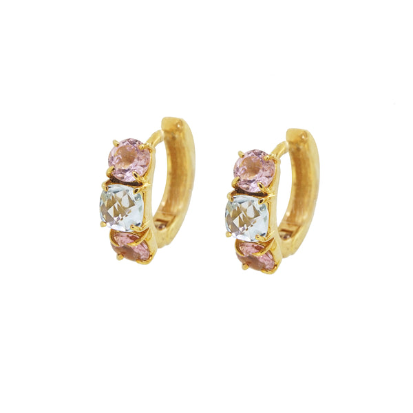 Blue Topaz and Pink Tourmaline Mini Hoop - Gaea | Crystal Jewelry & Gemstones (Manila, Philippines)