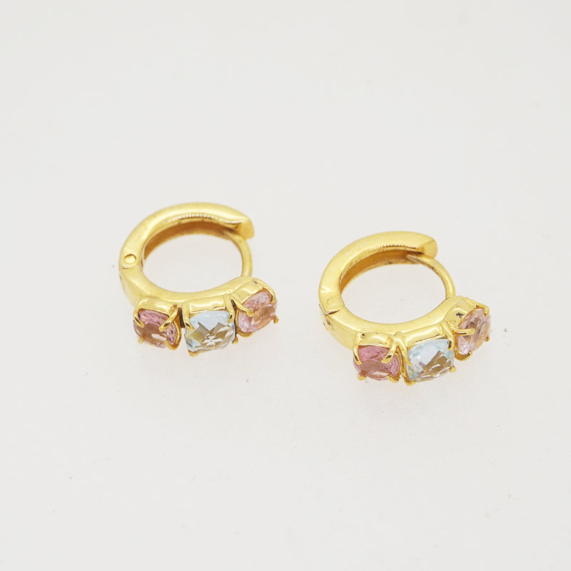 Blue Topaz and Pink Tourmaline Mini Hoop - Gaea | Crystal Jewelry & Gemstones (Manila, Philippines)