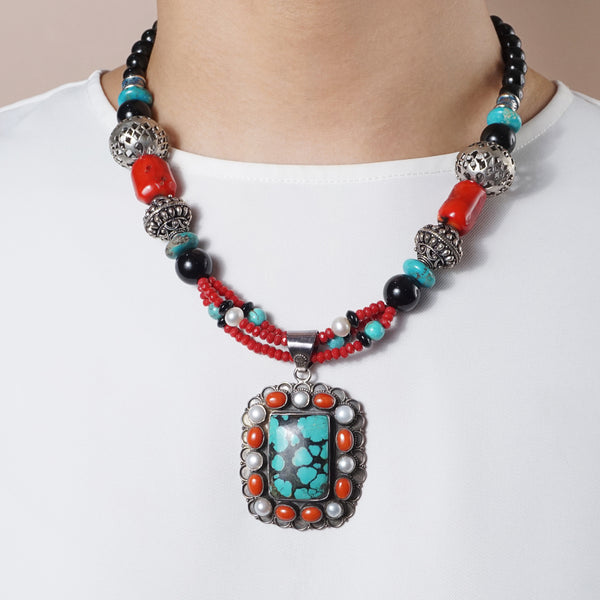 Hypersthene, Coral, Turquoise and Pearl - Gaea | Crystal Jewelry & Gemstones (Manila, Philippines)