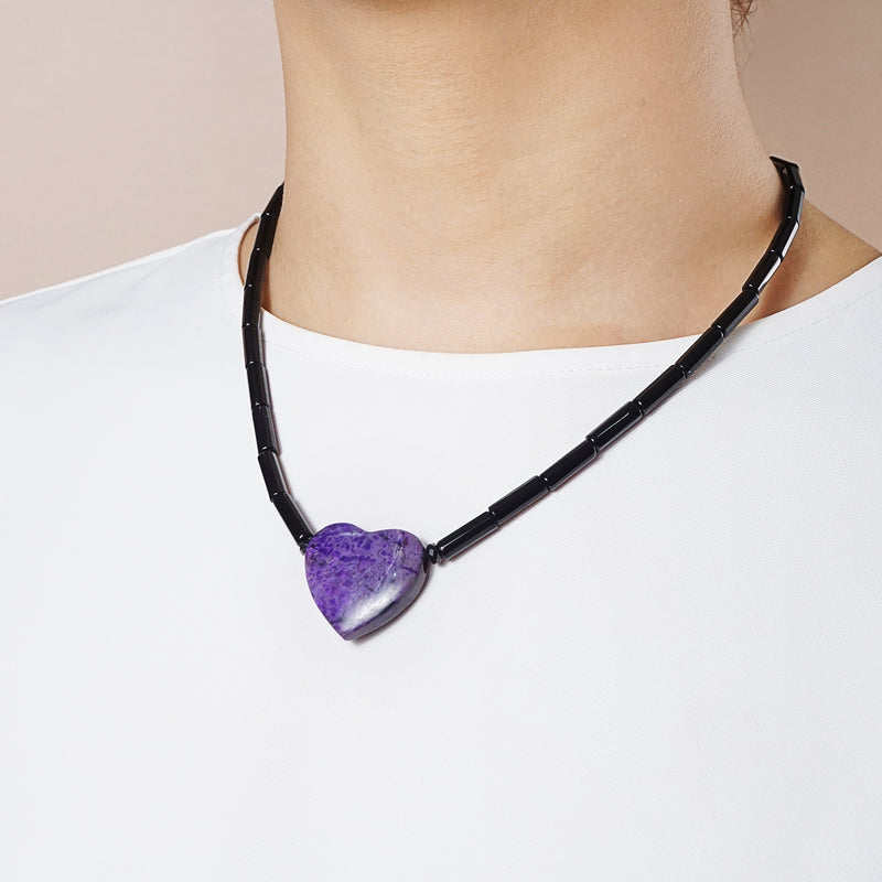 Sugilite Heart with Black Agate - Gaea | Crystal Jewelry & Gemstones (Manila, Philippines)