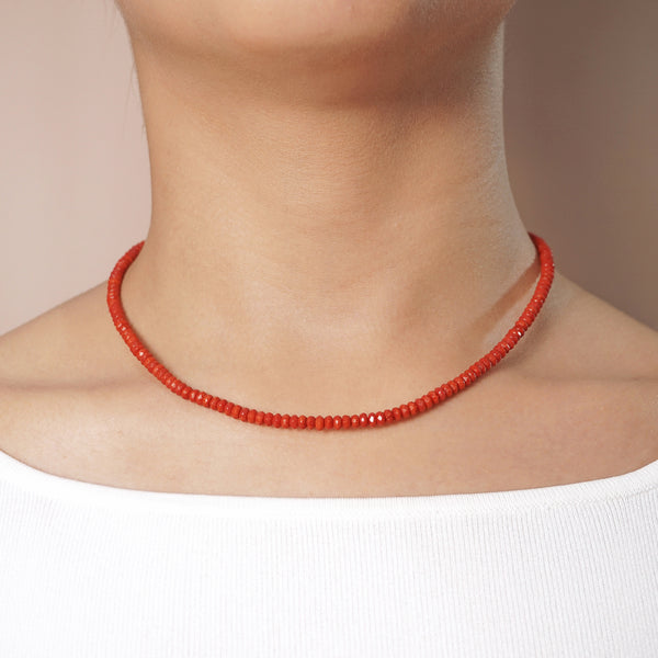 Red Coral Faceted Rondelle 4mm - Gaea | Crystal Jewelry & Gemstones (Manila, Philippines)