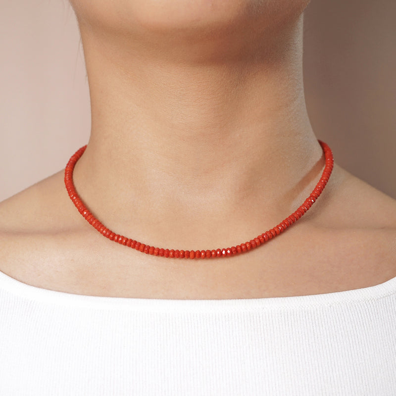 Red Coral Faceted Rondelle 4mm - Gaea | Crystal Jewelry & Gemstones (Manila, Philippines)