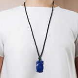 Carved Lapis Lazuli with Canadian Jade and Black Tourmaline - Gaea | Crystal Jewelry & Gemstones (Manila, Philippines)