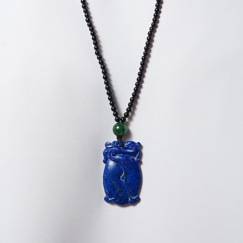 Carved Lapis Lazuli with Canadian Jade and Black Tourmaline - Gaea | Crystal Jewelry & Gemstones (Manila, Philippines)