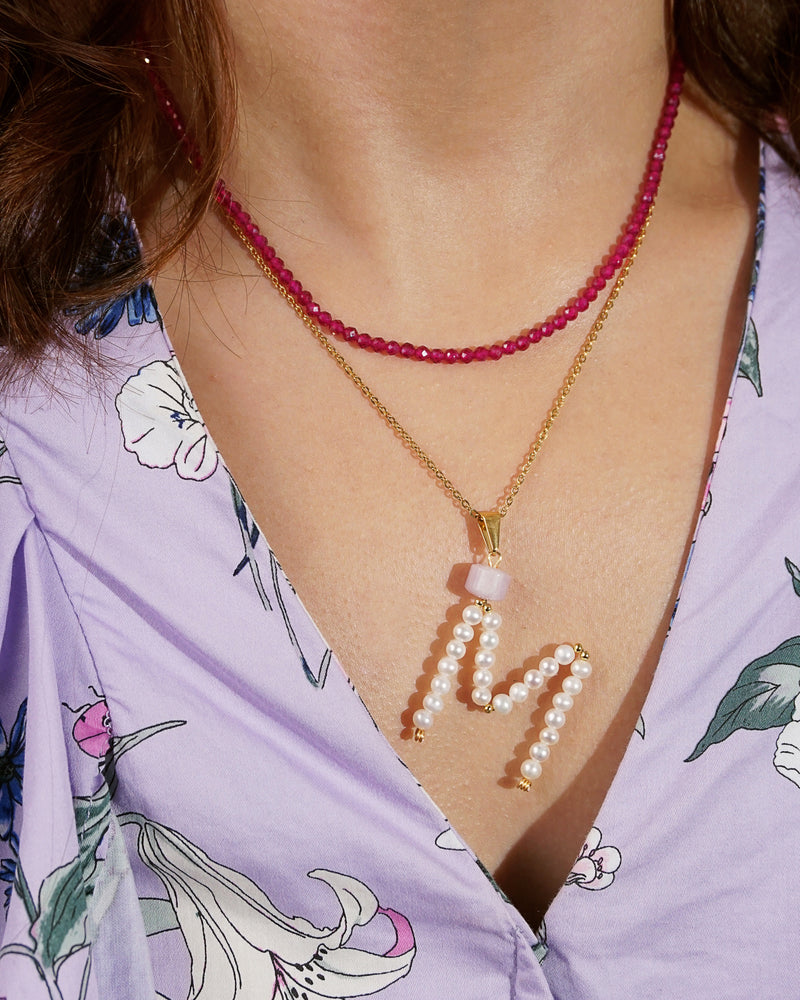 Les Initiales - Personalized Initial Necklace in Freshwater Pearl - Gaea
