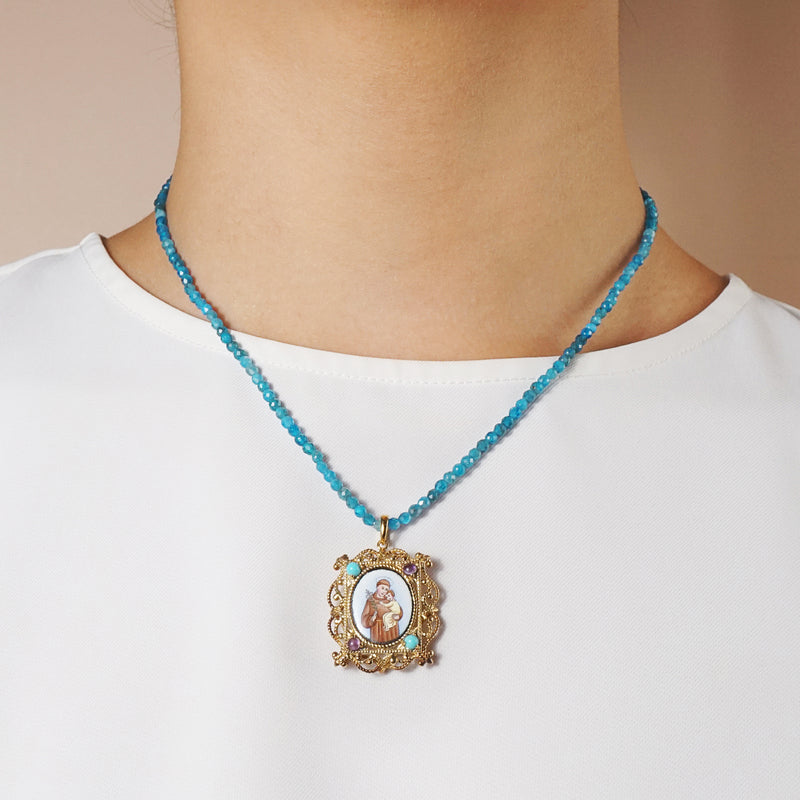 St. Anthony Enamel with A-Grade Amethyst and Turquoise Medallion - Gaea | Crystal Jewelry & Gemstones (Manila, Philippines)