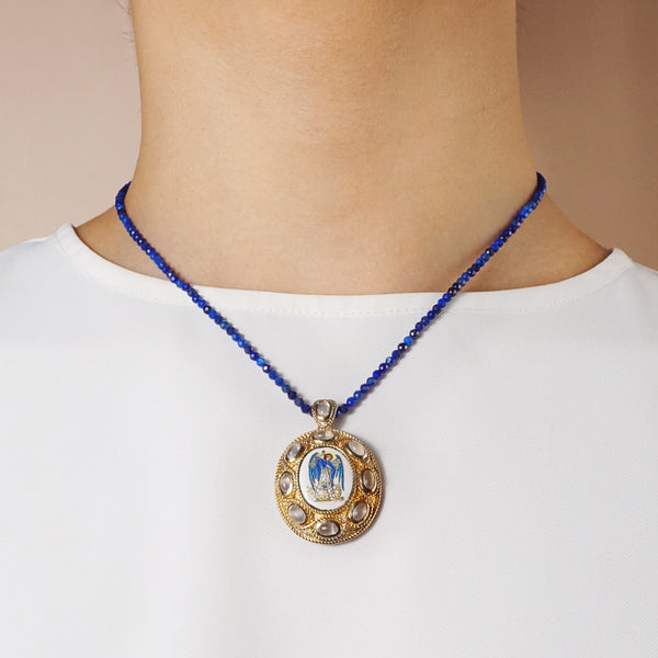 St. Michael The Archangel Enamel with A-Grade White Moonstone Medallion - Gaea | Crystal Jewelry & Gemstones (Manila, Philippines)