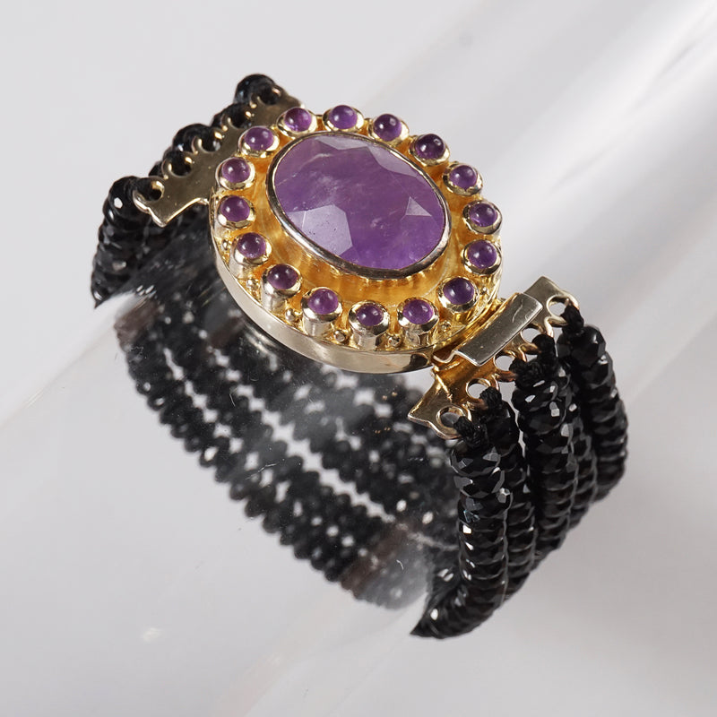Black Spinel Multistrand with Amethyst Clasp - Gaea | Crystal Jewelry & Gemstones (Manila, Philippines)