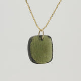 Rough and Polished Moldavite Cabochon in 14K Gold (F) - Gaea