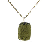 Rough and Polished Moldavite Cabochon in 14K Gold (A) - Gaea