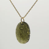 Rough and Polished Moldavite Cabochon in 14K Gold (E) - Gaea