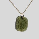 Rough and Polished Moldavite Cabochon in 14K Gold (F) - Gaea