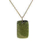 Rough and Polished Moldavite Cabochon in 14K Gold (H) - Gaea