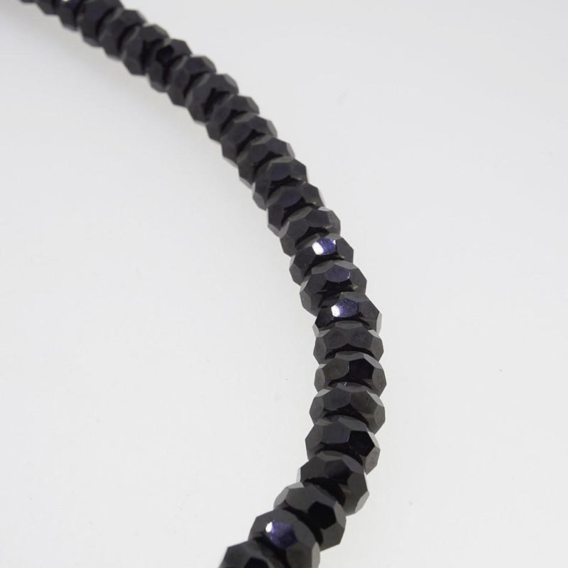 Black Spinel Faceted Rondelle - Gaea