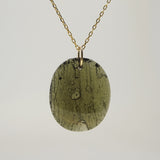 Rough and Polished Moldavite Cabochon in 14K Gold (G) - Gaea