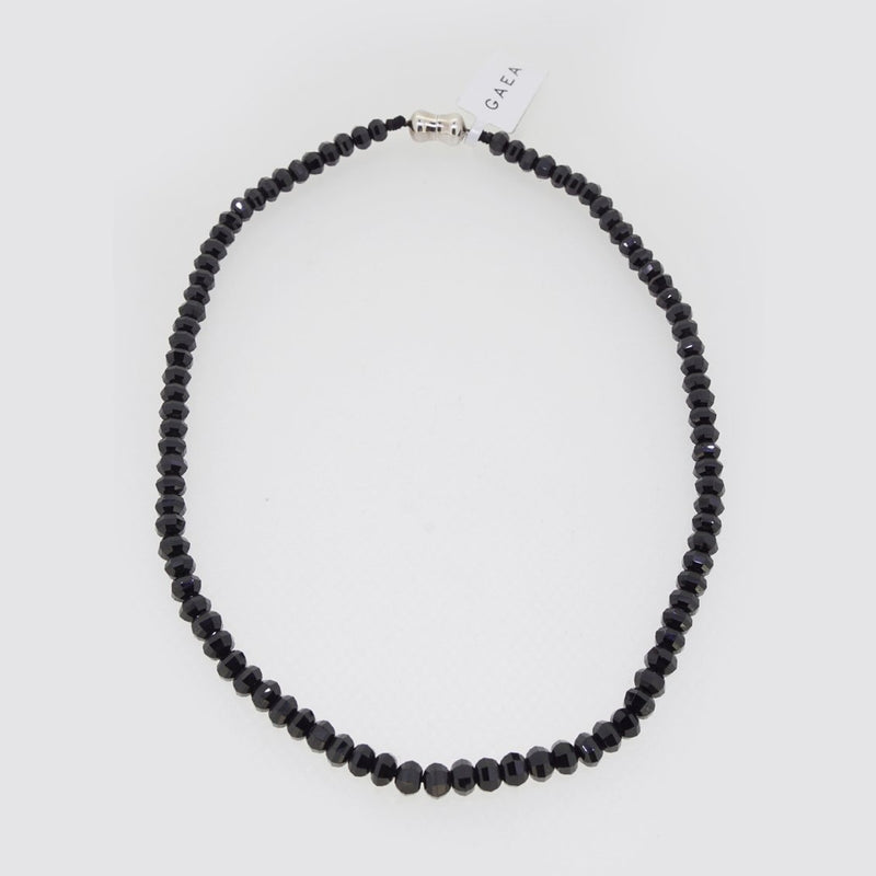 Black Tourmaline Faceted Rondelle - Gaea