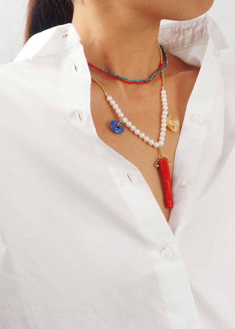 Freshwater Pearl, Citrine, Red Coral, and Lapis Lazuli - Gaea | Crystal Jewelry & Gemstones (Manila, Philippines)