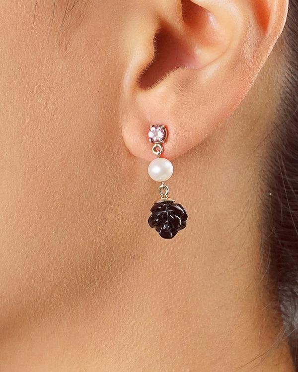 Black Onyx Florette with Freshwater Pearl and Pink Topaz - Gaea