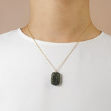 Rough and Polished Moldavite Cabochon in 14K Gold (C) - Gaea