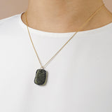 Rough and Polished Moldavite Cabochon in 14K Gold (C) - Gaea