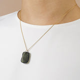 Rough and Polished Moldavite Cabochon in 14K Gold (C) - Gaea