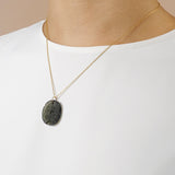 Rough and Polished Moldavite Cabochon in 14K Gold (G) - Gaea