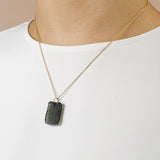 Rough and Polished Moldavite Cabochon in 14K Gold (H) - Gaea