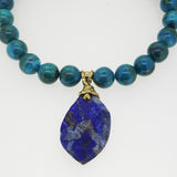 Chrysocolla 16mm with Lapis Lazuli Pendant - Gaea